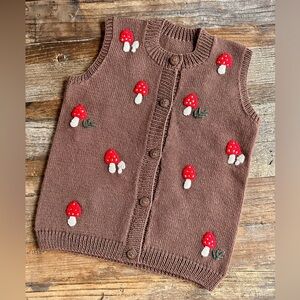 Handmade Knit Vest with Mushrooms 5T